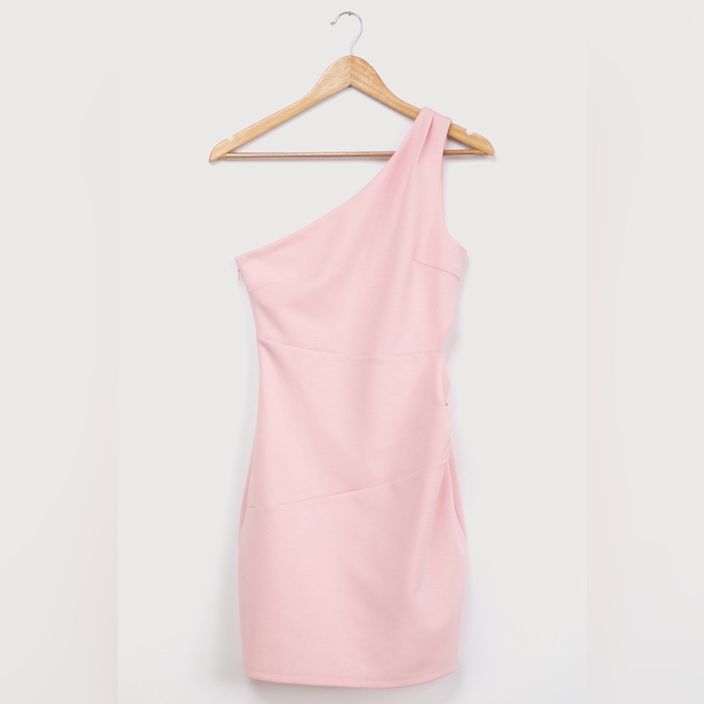 Lulu’s Pink One Shoulder “What About Tonight” Dress - Size XS